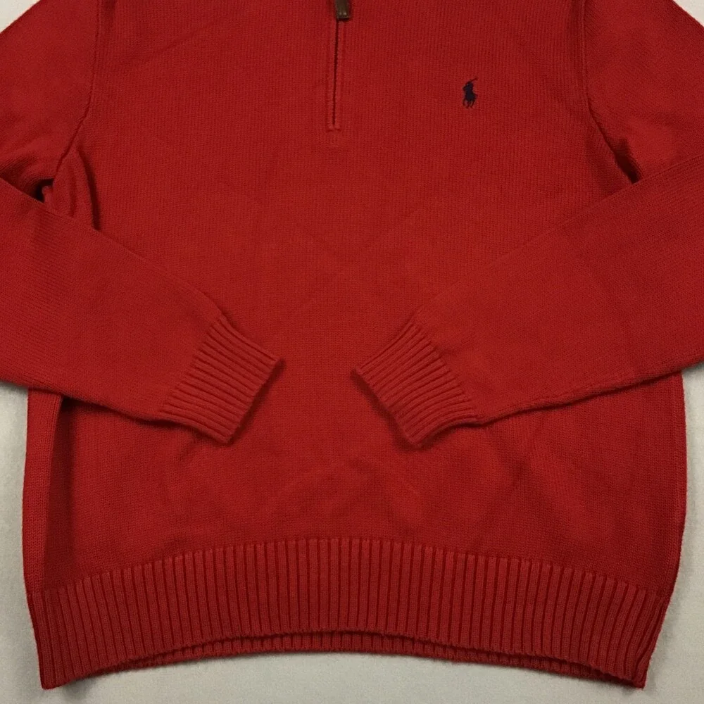 Polo Ralph Lauren Sweater Men Large Red 1/4 Zip Pullover Knit Pony Embroidery L